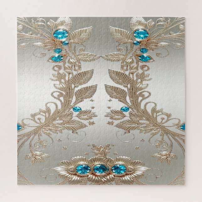 Incorporando Douradas pedras azuis Quebra-cabeça d (Vertical)