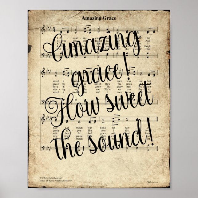 Incrível Impressão de Hymn com Script Grace (Frente)