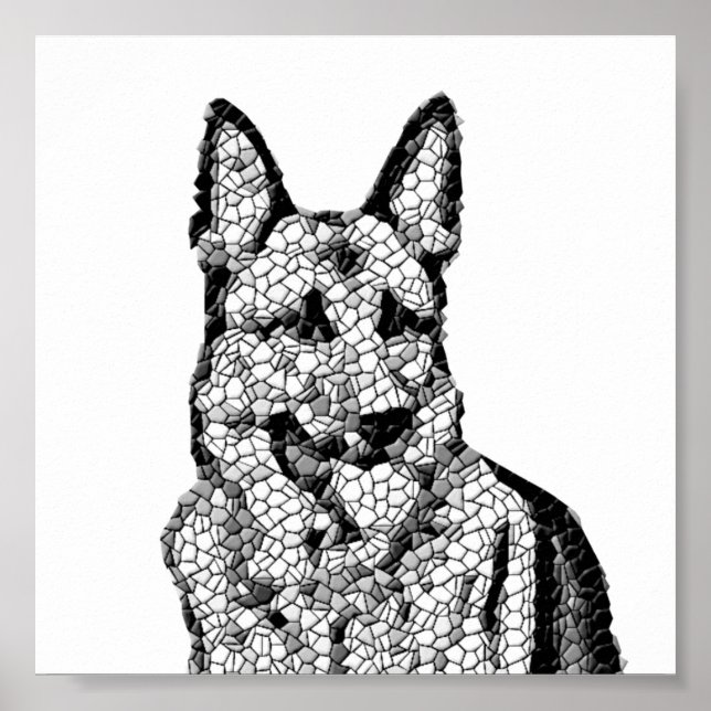 Incrível Poster de German shepherd de Mosaico B&W (Frente)
