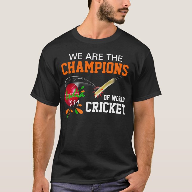 India 2011Champs ICC da camisa do grilo T do (Frente)