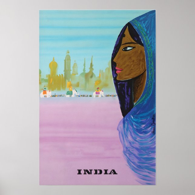 India Painting Travel Poster Indian Art Print (Frente)