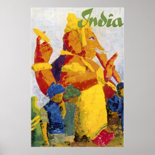 Índia Pintura Ganesh Impressão Arte Hindi