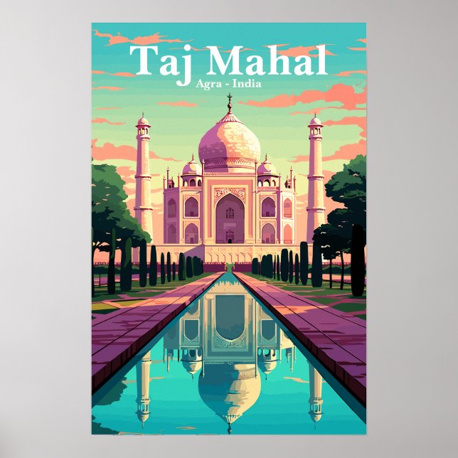 India Taj Mahal vintage travel poster (Frente)