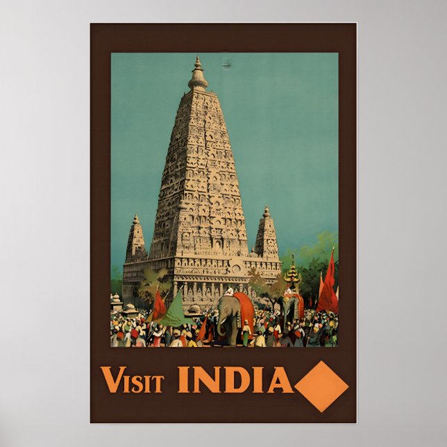India Temple Print Indian Art Travel Poster (Frente)