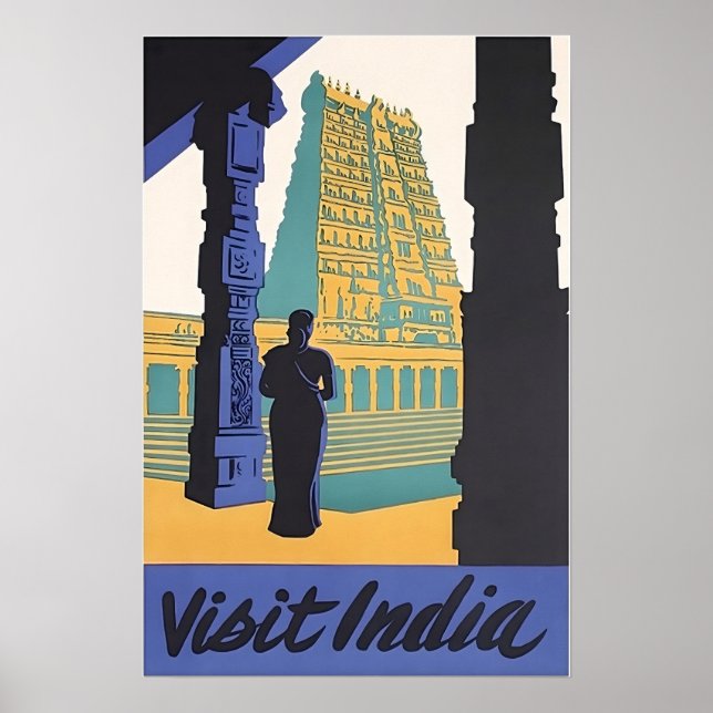 India Travel Poster Indian Art Hindu Print  (Frente)