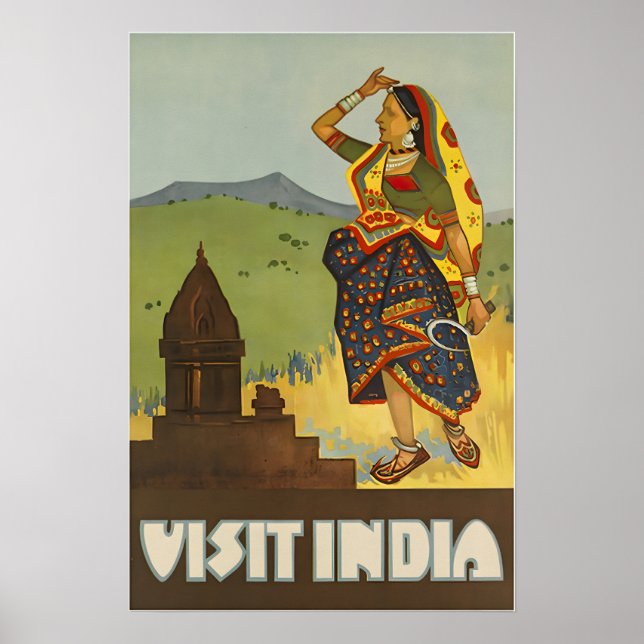 India Travel Poster Print Indian Art (Frente)