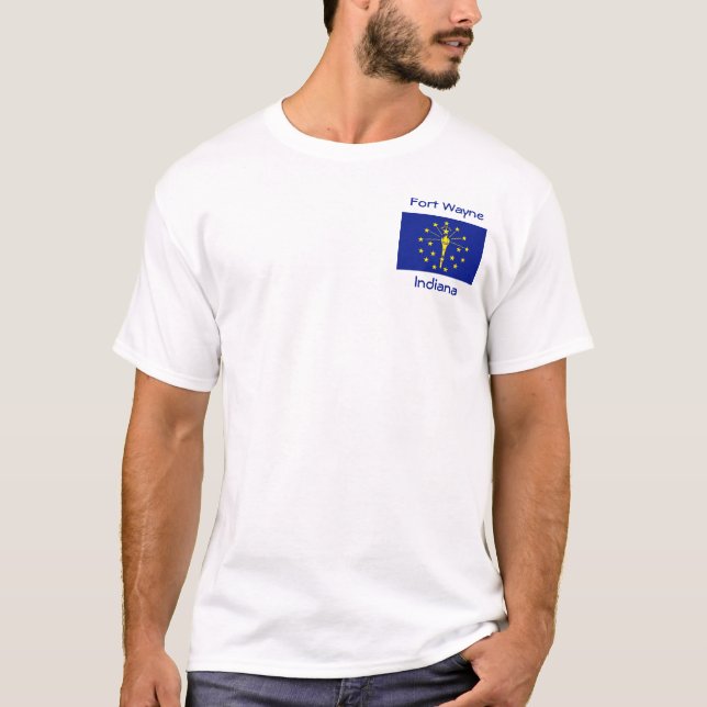 Indiana Flag Map City T-Shirt (Frente)