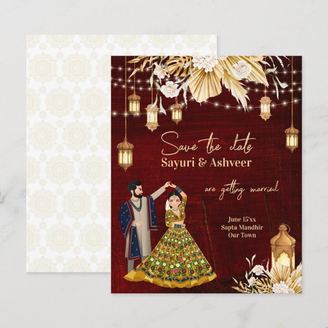 Indiano Salve o casal dançante dançarino dançarino (Frente/Verso)