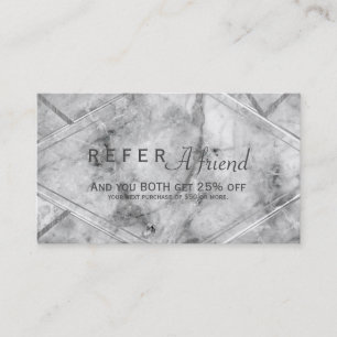 Indicação Cartão de Cliente Grey & White Marble REFER A FRIE
