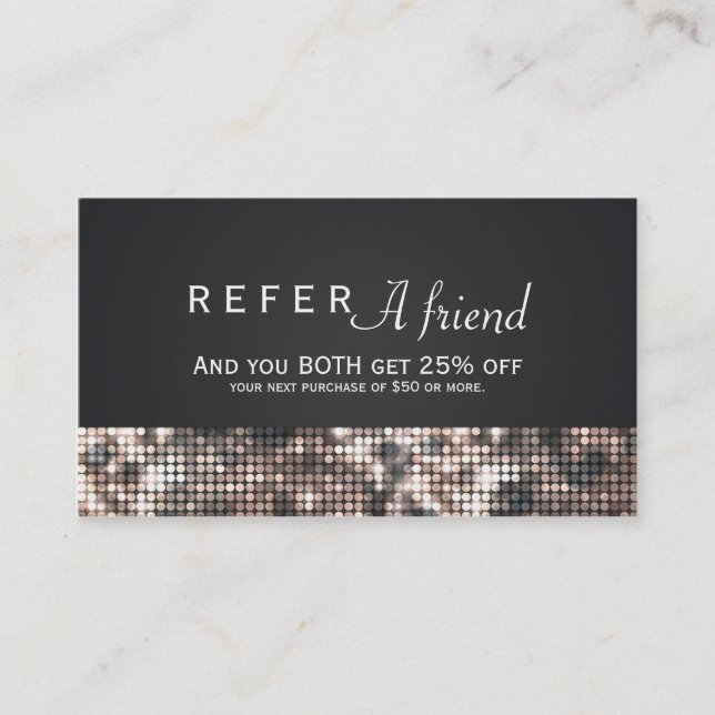 Indicação Cartão de Cliente REFER UM AMIGO Sequin Sparkle Gl (Frente)
