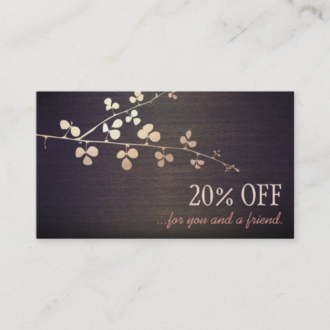 Indicação Cartão de Referência, Elegante Zen Dourado Branch  (Frente)