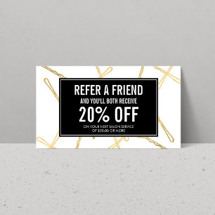 Indicação Chic Dourado Bobby Pins Hair Salon Cartão de Refer