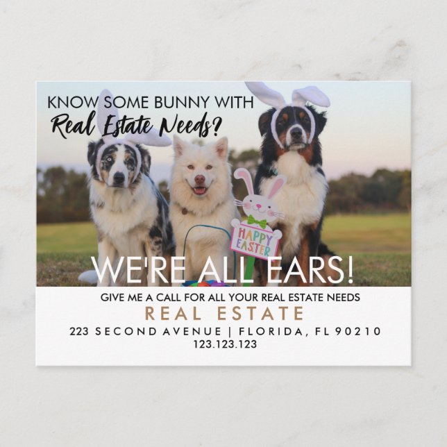 Indicação do coelho da Páscoa de imóveis Anúncio  (Frente)