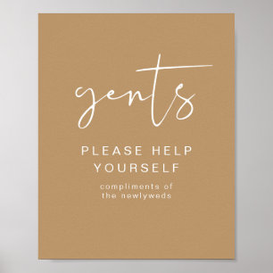 INDIE Boho Beige Gents Bathroom Toiltry Poster