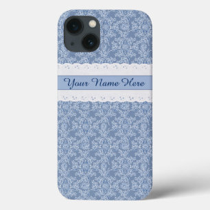 Indigo Floral Faux Lace Samsung Galaxy Nota 4 Caso