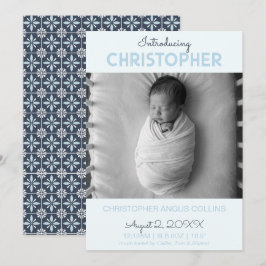 Indigo Modern Tile Birth Announcement Card