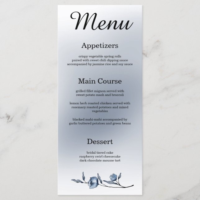 Indigo Romance Wedding Menu (Frente)