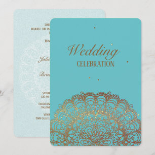 Índio Ouro Turquesa - Convite para Casamento