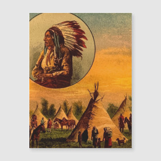 Índios Americanos Slide de Lanterna Mágica Antiga
