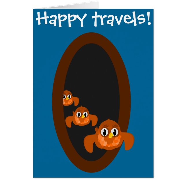 Indo embora com o cartão FELIZ VIAGENS azul (Frente)