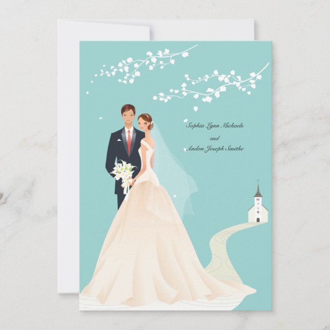 Indo para o Convite de Casamento de Capela (Frente)