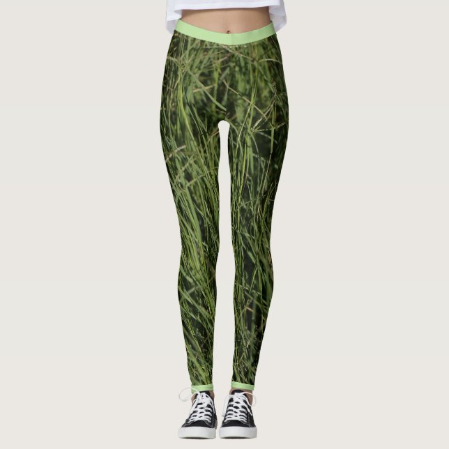 Indo para o verde Calças Legging de Grama Equilíbr (Frente)