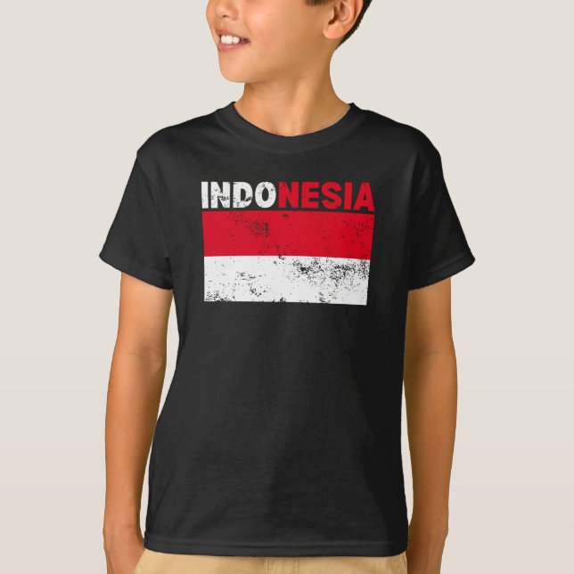 Indonésia Flag Vintage T-Shirt (Frente)