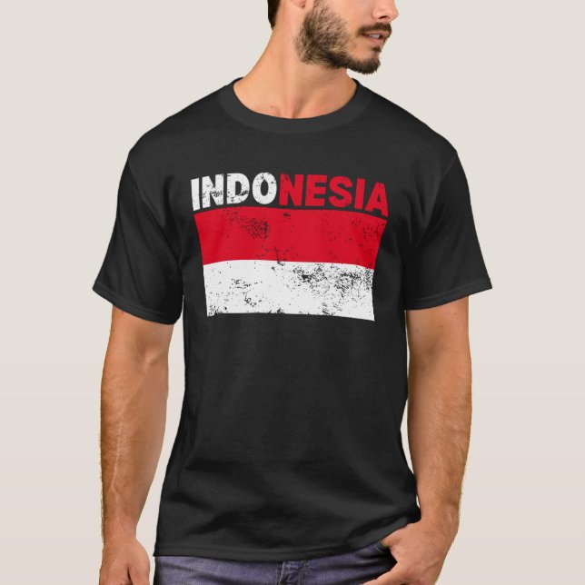 Indonésia Flag Vintage T-Shirt (Frente)