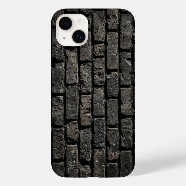 Industrial Black Brick Wall Texture iPhone Case (Verso)