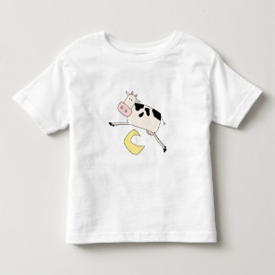 Infantil A vaca salta sobre o camiseta e os presentes da