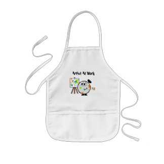 Infantil Artista no avental de Weeble do trabalho