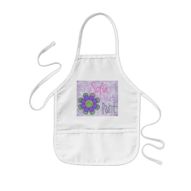 Infantil Avental roxo da pintura da flor (Frente)