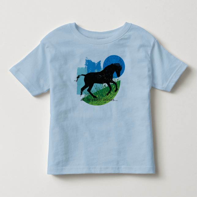 Infantil Camiseta de Design de Cavalo Rastreado (Frente)