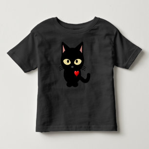 Infantil Camiseta Gato Preto Amor, Criança
