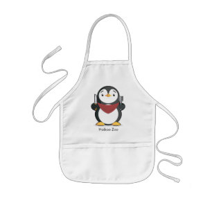 Infantil O pinguim com fome caçoa o avental