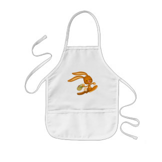 Infantil Páscoa coelhinha no avental do cozinhar de desenho