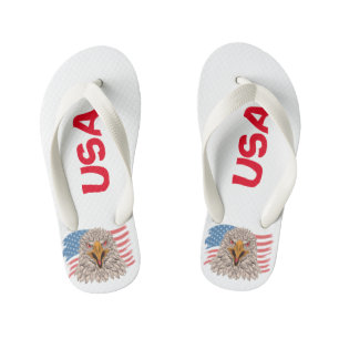 Infantis Bandeira Americana com Chinelos de Águia