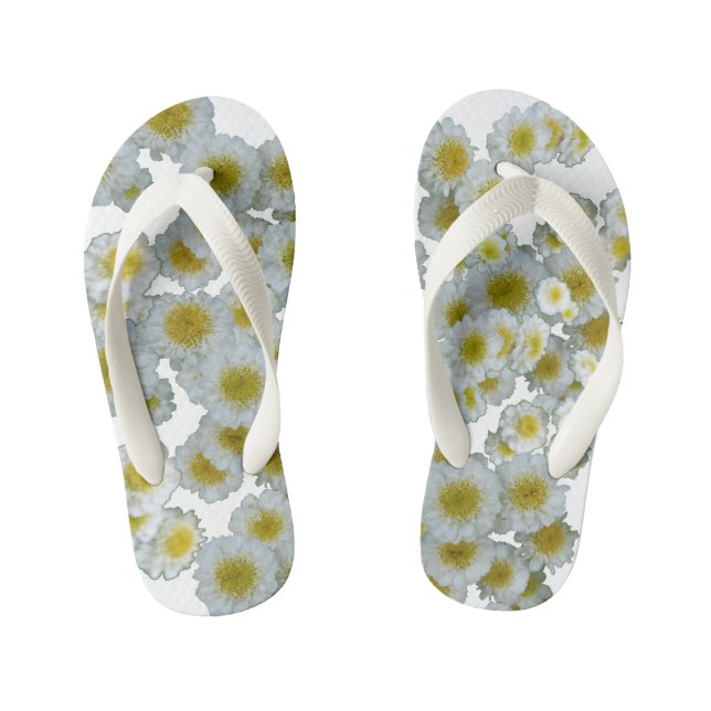 Infantis Branco com coração amarelo Flores Chinelos (Pé da cama)