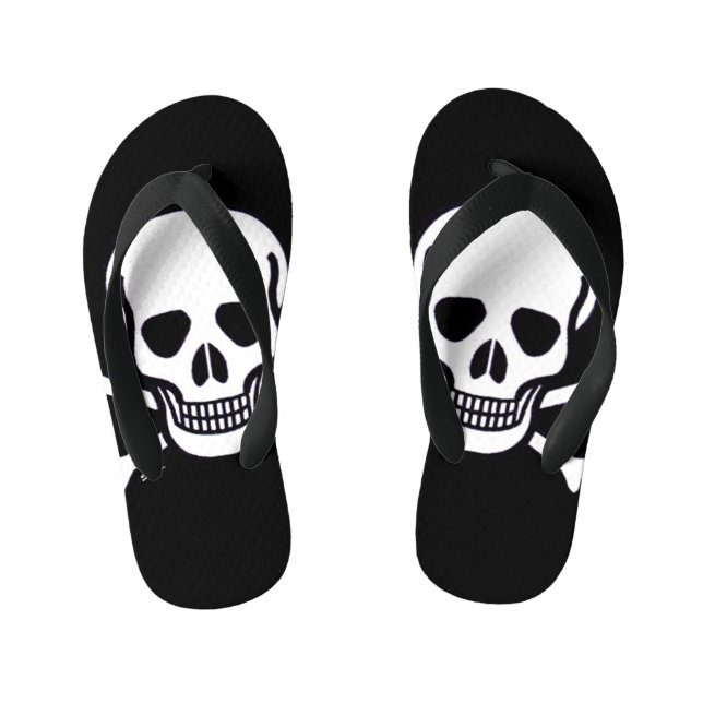 Infantis Caveira n Ossos chinelos pretos (Pé da cama)