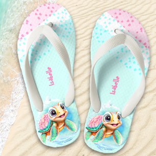 Infantis Chinelos das garotas personalizadas da tartaruga