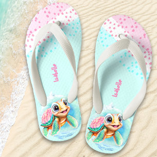 Infantis Chinelos das garotas personalizadas da tartaruga