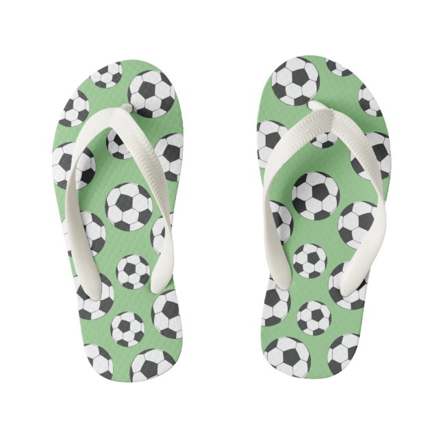 Infantis Chinelos de futebol verde e branco (Pé da cama)