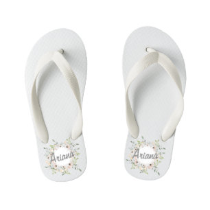 Infantis Chinelos Florais de Nome Personalizado Personaliza