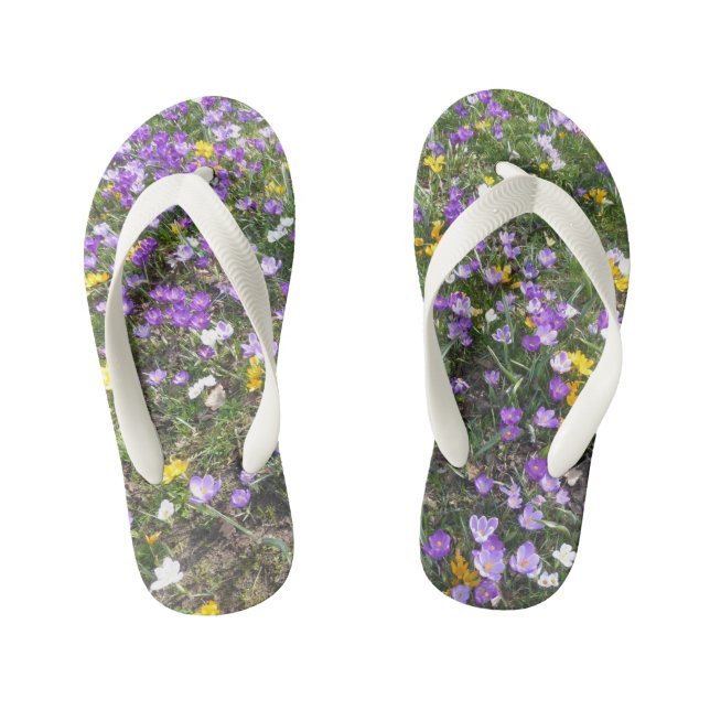 Infantis Chinelos para Crianças de Flores de Mola Crocus Mu (Pé da cama)