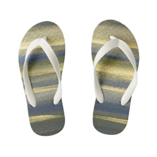 Infantis Chinelos Personalizados de Linhas Azuis Douradas,