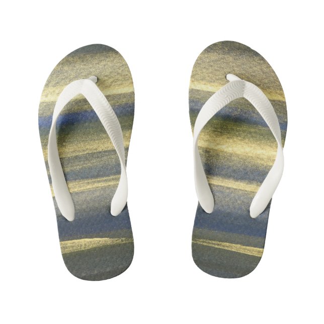 Infantis Chinelos Personalizados de Linhas Azuis Douradas,  (Pé da cama)