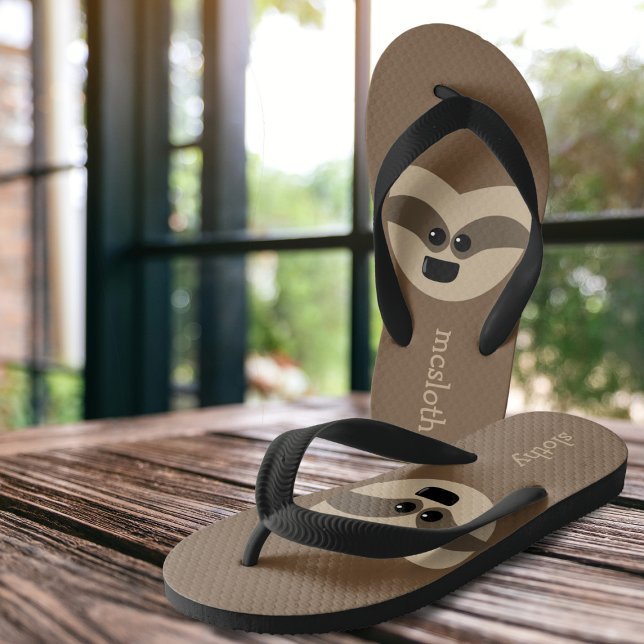 Infantis Chinelos Personalizados de Preguiça Engraçados par (Fun sloth flip flops just for you.)