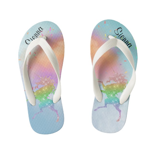 Infantis Chinelos personalizados unicórnio do brilho dos (Pé da cama)