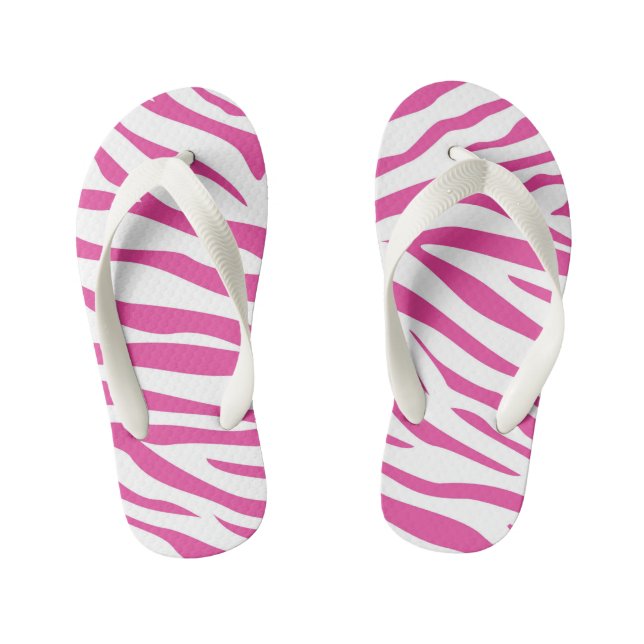 Infantis Chinelos Rosa com Listras de Zebra para Crianças (Pé da cama)