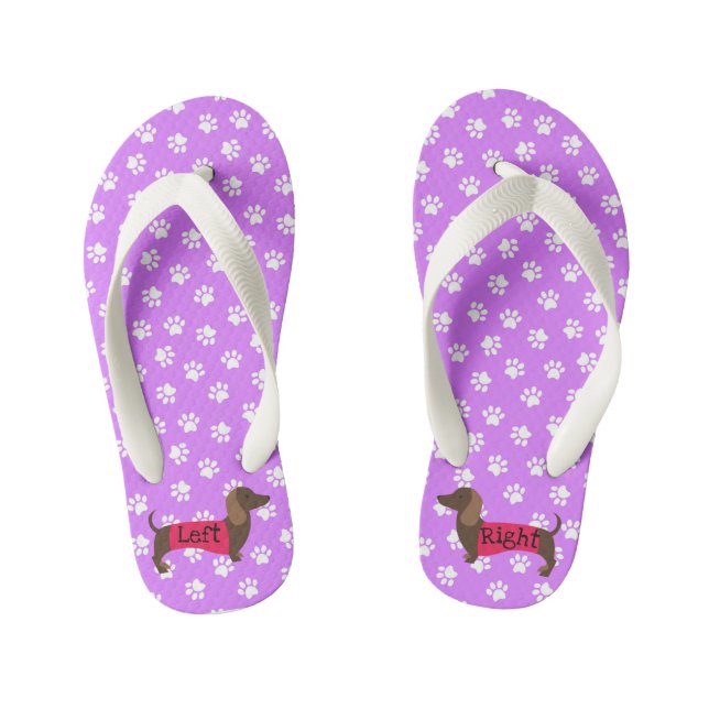 Infantis Chinelos Roxos de Dachshund para Meninas (Pé da cama)